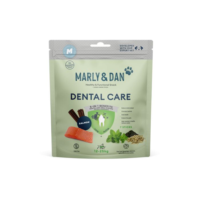 Ласощі для собак Marly and Dan, Dental medium breed 140 г - лосось - masterzoo.ua