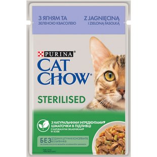 Вологий корм для стерилізованих котів Cat Chow Adult 85 г (ягня та квасоля) - masterzoo.ua