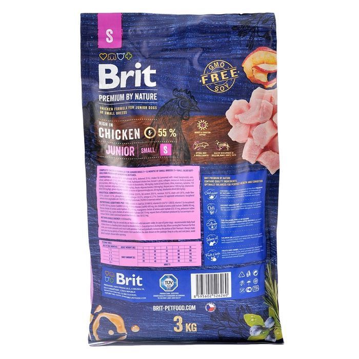 Brit Premium Dog Junior S cухий корм для цуценят 3 кг - курка - masterzoo.ua