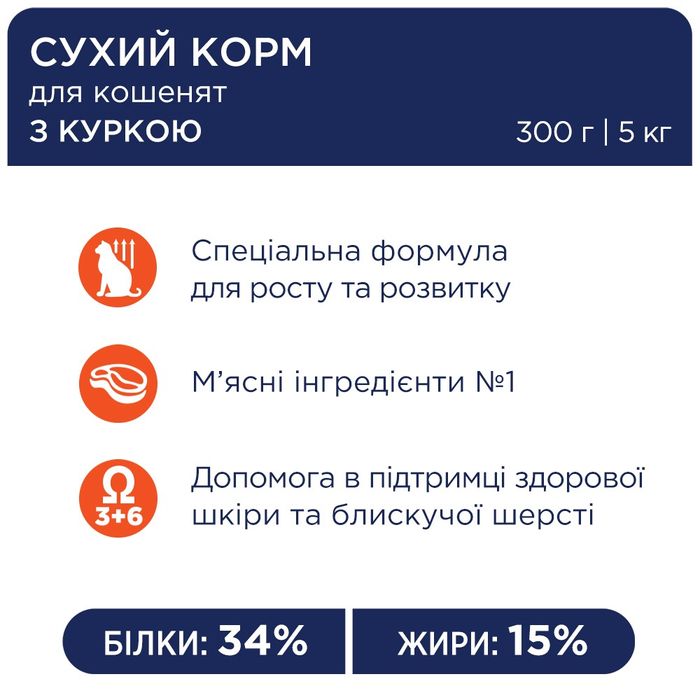 Сухий корм для кошенят Club 4 Paws Premium 5 кг - курка - masterzoo.ua