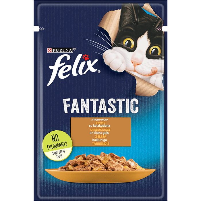 Вологий корм для котів Felix Fantastic 85 г - індичка - masterzoo.ua