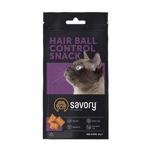 Ласощі для котів Savory Snack Hair-ball Contro 60 г - подушечки для контролю утворення шерстяних грудочок - masterzoo.ua