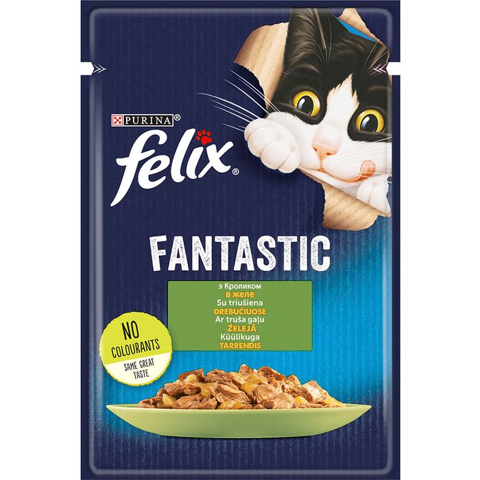 Вологий корм для котів Felix Fantastic 85 г - кролик - masterzoo.ua