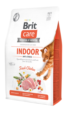 Сухий корм для котів, які мешкають в приміщенні Brit Care Cat GF Indoor Anti-stress 2 кг - курка - masterzoo.ua