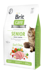 Сухий корм для літніх котів із зайвою вагою Brit Care Cat GF Senior Weight Control 2 кг - курка - masterzoo.ua