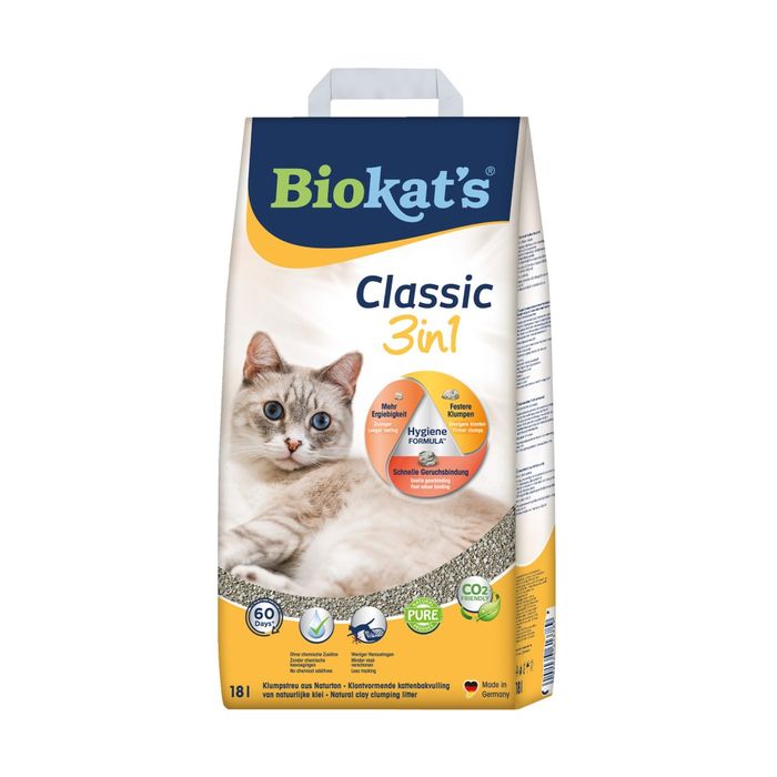 Наповнювач для котячого туалету Biokat's Classic 3in1 18 л - бентонітовий - masterzoo.ua