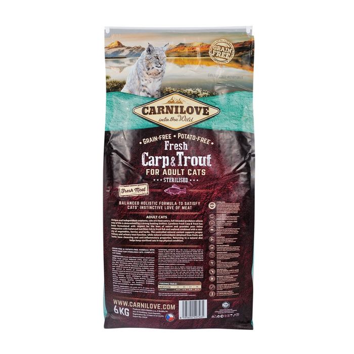 Сухий корм для стерилізованих котів Carnilove Fresh Carp & Trout 6 кг - риба - masterzoo.ua