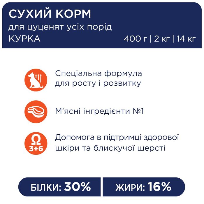 Сухий корм для цуценят всіх порід Club 4 Paws Premium 400 г (курка) - masterzoo.ua