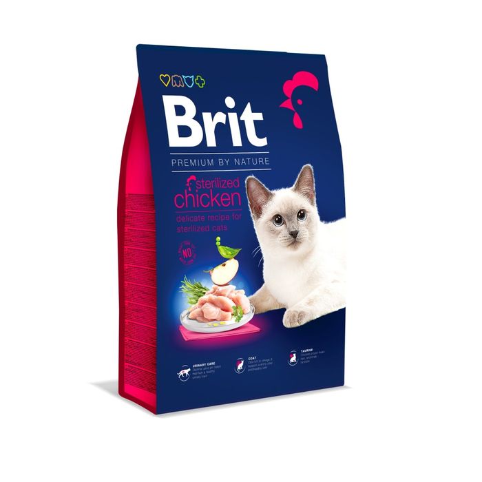 Сухий корм для котів Brit Premium by Nature Cat Sterilised 8 кг - курка - masterzoo.ua