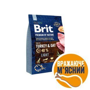Brit Premium Light сухий корм для собак 3 кг - індичка - masterzoo.ua