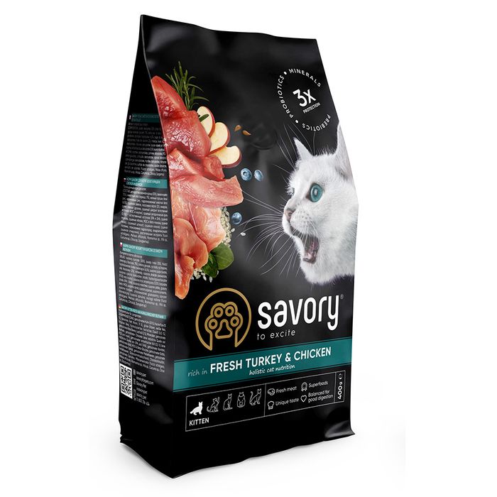 Сухий корм для кошенят Savory Kitten 400 г - індичка та курка - masterzoo.ua