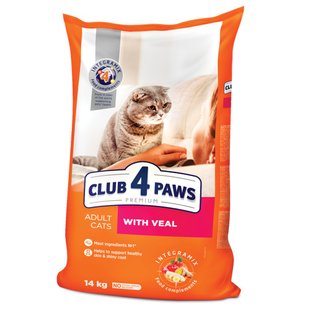 Сухий корм для дорослих котів Club 4 Paws Premium 14 кг (телятина) - masterzoo.ua