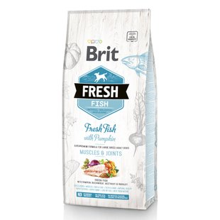 Сухий корм для дорослих собак великих порід Brit Fresh Fish Pumpkin Adult Muscles & Joints 12 кг (риба) - masterzoo.ua