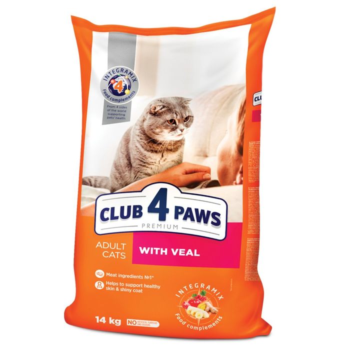 Сухий корм для дорослих котів Club 4 Paws Premium 14 кг (телятина) - masterzoo.ua