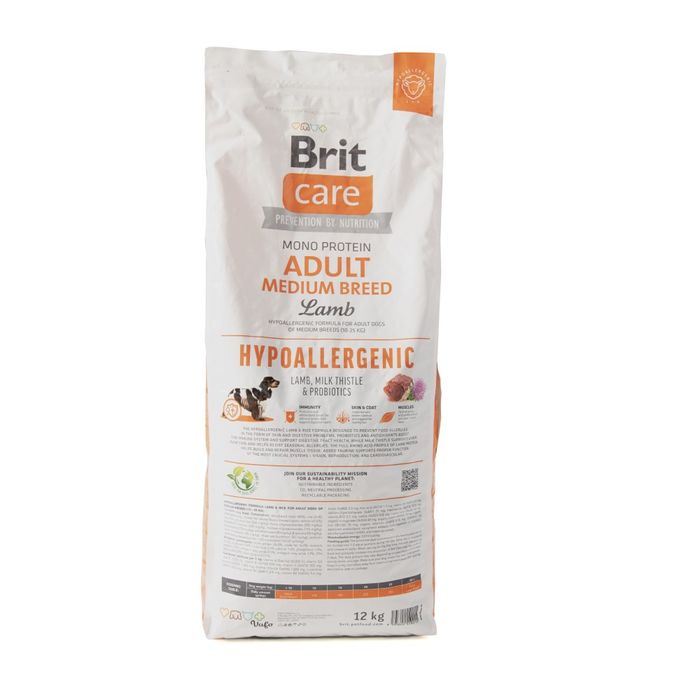 Сухий корм для собак Brit Care Dog Hypoallergenic Adult Medium Breed 12 кг - ягня - masterzoo.ua