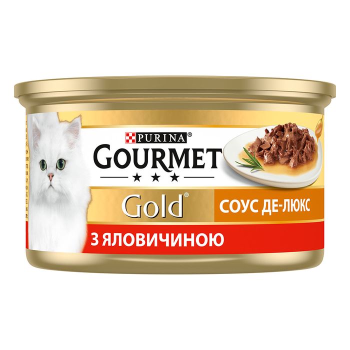 Вологий корм для котів Gourmet Gold Соус де-люкс 85 г (яловичина) - masterzoo.ua