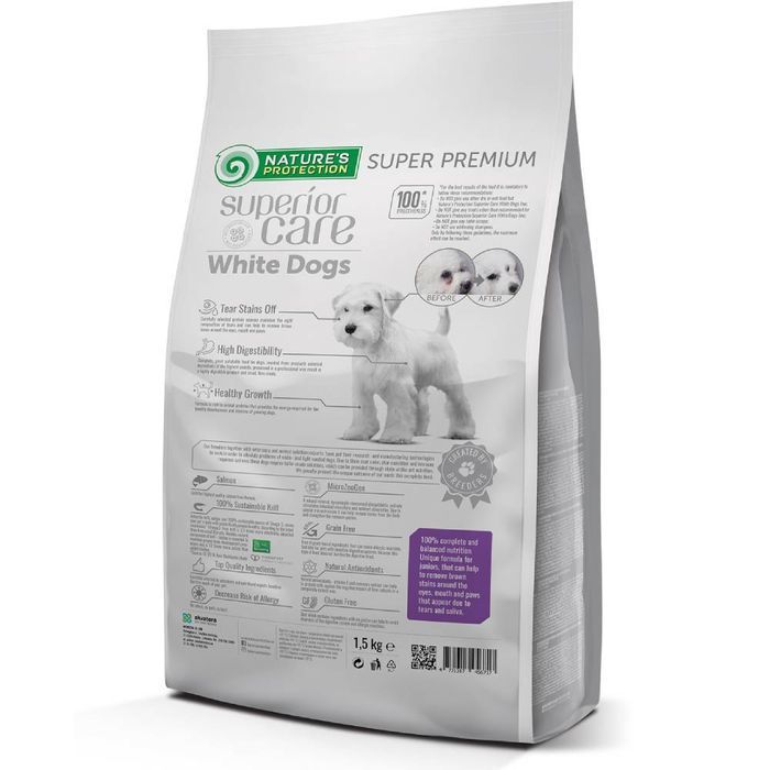 Cухий корм для цуценят Nature's Protection Superior Care White Dogs Grain Free Junior All Breeds 1,5 кг - лосось - masterzoo.ua
