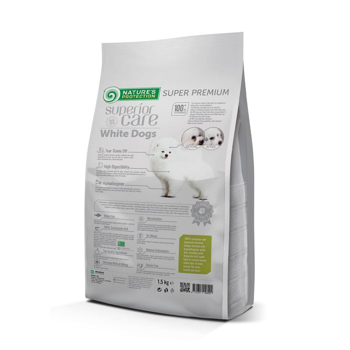 Сухий корм для цуценят Nature's Protection Superior Care White Dogs Grain Free Junior Small and Mini Breeds 1,5 кг - біла риба - masterzoo.ua