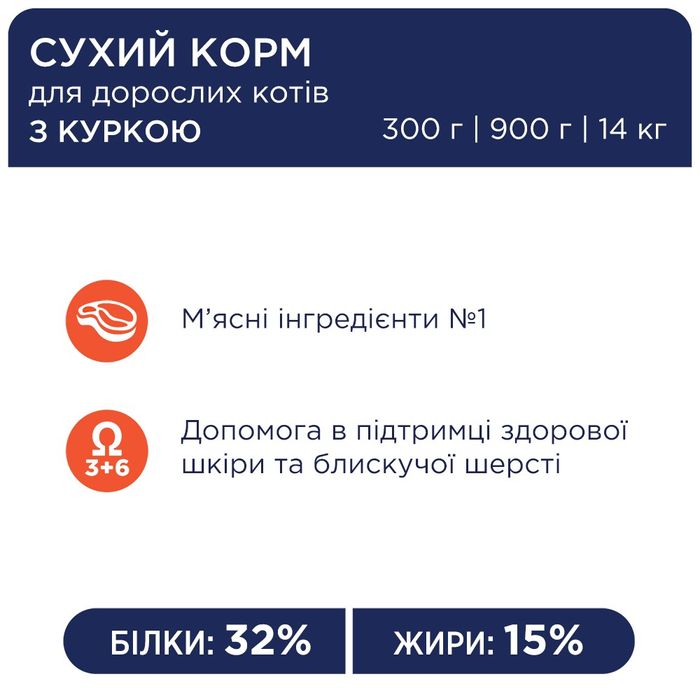 Сухий корм для котів Клуб 4 Лапи Premium 0,9 кг - курка - masterzoo.ua