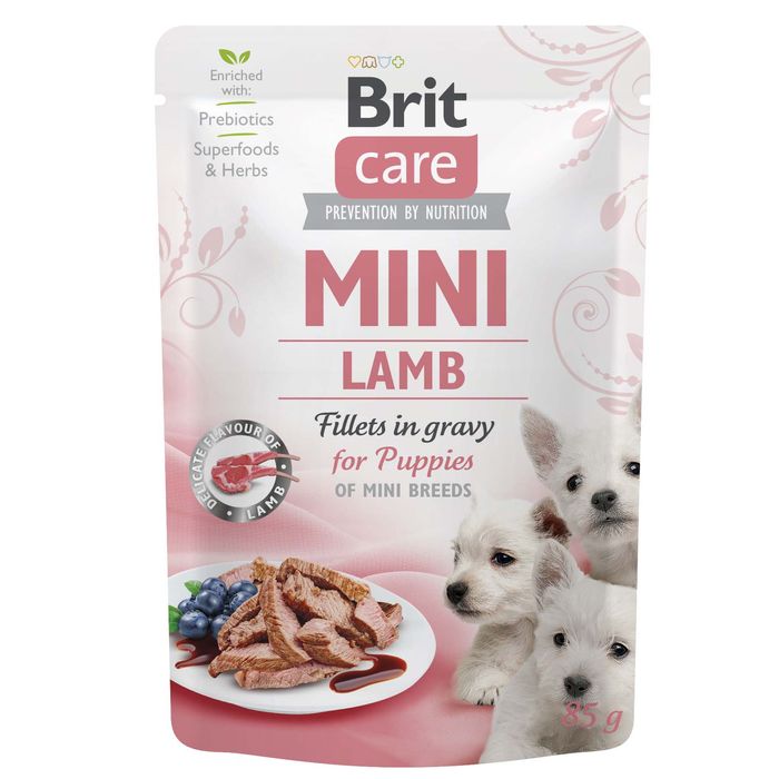 Вологий корм для цуценят Brit Care Mini pouch 85 g філе в соусі (ягня) - masterzoo.ua