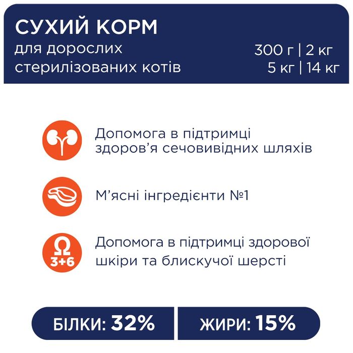 Сухий корм для стерилізованих котів Клуб 4 Лапи Premium 2 кг - курка - masterzoo.ua