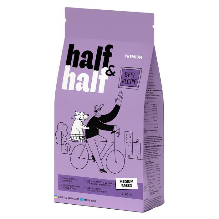 Сухий корм для собак Half&Half Medium Breed 2 кг - яловичина - masterzoo.ua