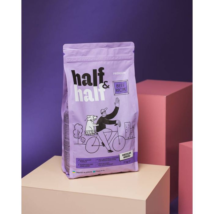 Сухий корм для собак Half&Half Medium Breed 2 кг - яловичина - masterzoo.ua