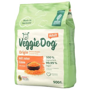 Сухий корм для собак Green Petfood VeggieDog Adult Origin 900 г - червона сочевиця - masterzoo.ua