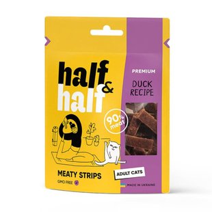 Ласощі для котів Half&Half Meaty Strips Adult 50 г - качка - masterzoo.ua