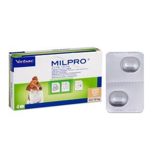 Таблетки для цуценят Virbac Milpro від 0,5 до 10 кг 2,5мг/25мг, 4 шт - masterzoo.ua