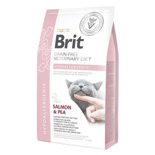 Сухий корм для котів, при харчовій алергії Brit GF Veterinary Diet Hypoallergenic 2 кг - лосось - masterzoo.ua