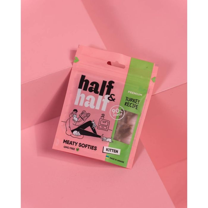 Ласощі для кошенят Half&Half Meaty Softies Kitten 50 г - індичка - masterzoo.ua