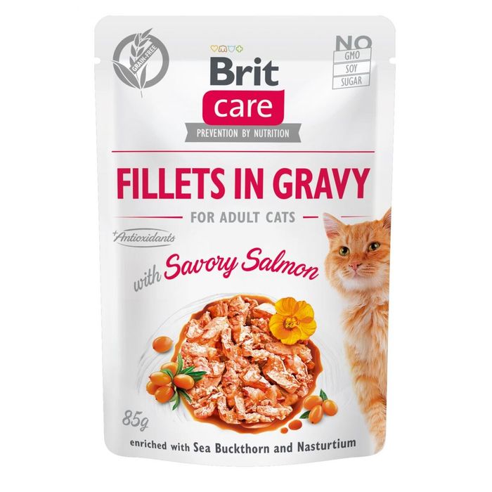 Вологий корм для котів Brit Care Cat pouch 85g (філе лосося в соусі) - masterzoo.ua