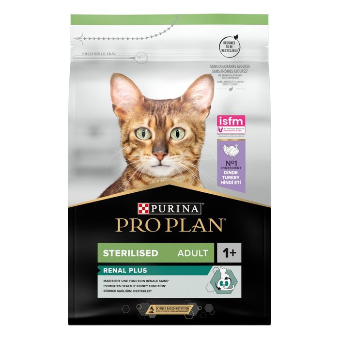 Сухий для стерилізованих котів ProPlan Sterilised Adult 1+ Renal Plus 3 кг - індичка - masterzoo.ua