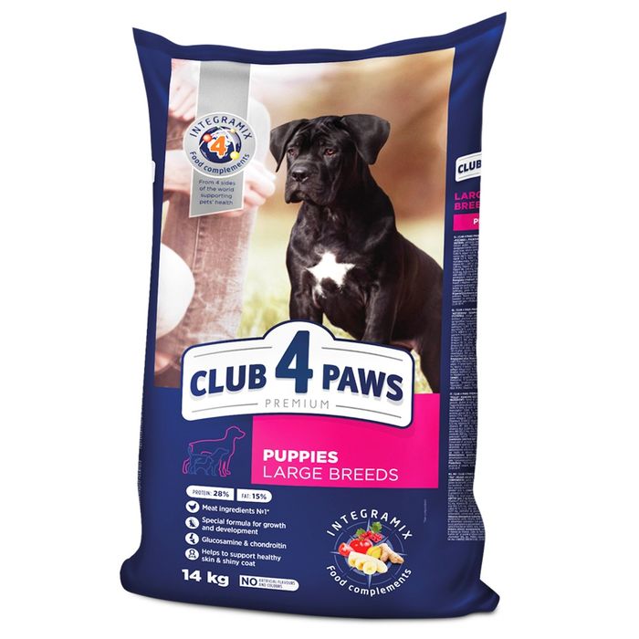 Сухий корм для цуценят великих порід Club 4 Paws Premium 14 кг (курка) - masterzoo.ua