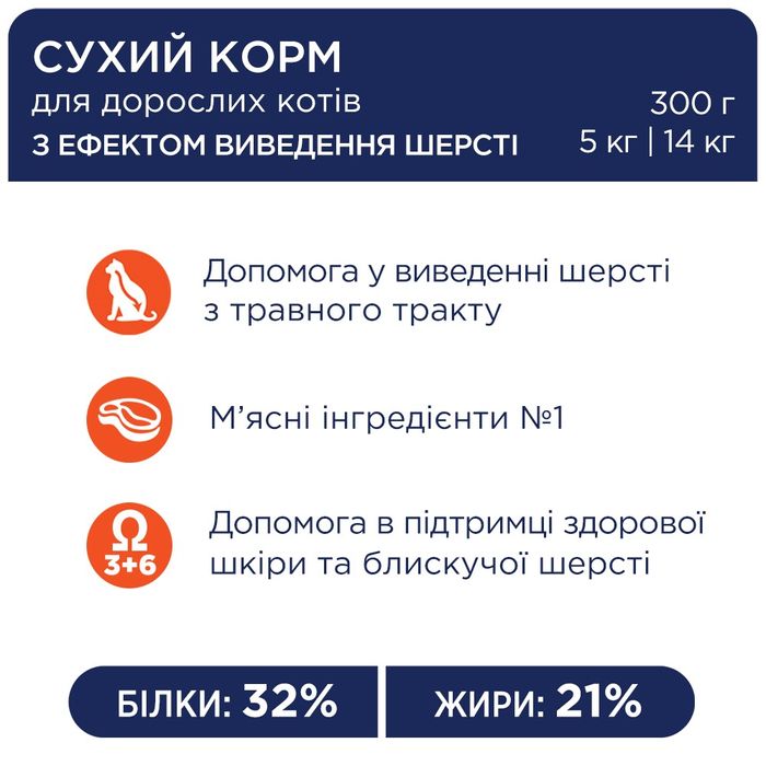 Сухий корм для котів з ефектом виведення шерсті Club 4 Paws Premium 300 г - masterzoo.ua