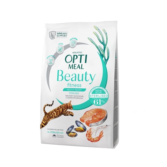 Сухий корм для котів Optimeal Beauty Fitness Healthy Weight Sterilised 4 кг - морепродукти - masterzoo.ua