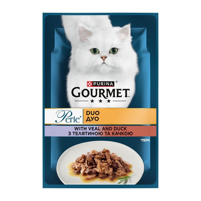 Вологий корм для котів Gourmet Perle 85 г pouch - телятина та качка - masterzoo.ua