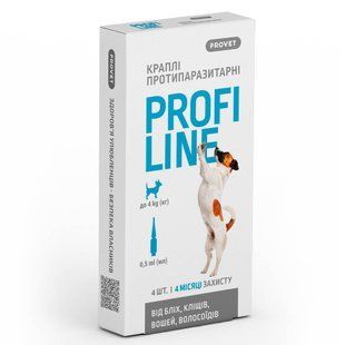 Краплі на холку для собак PROVET Profiline до 4 кг, 4 шт - masterzoo.ua