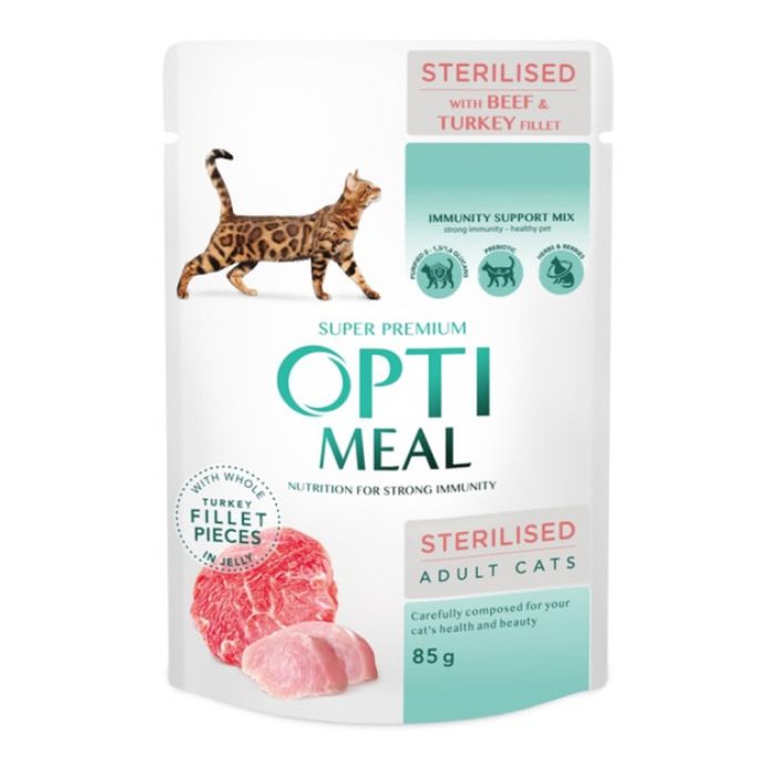 Набір 3+1 вологий корм для котів Optimeal Multi Taste Sterilised 340 г - асорті - masterzoo.ua