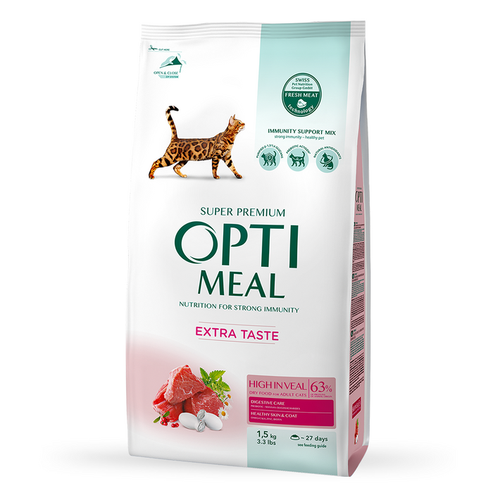 Сухий корм для дорослих котів Optimeal Adult Cat High in Veal 1,5 кг (телятина) - masterzoo.ua