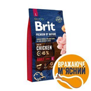 Brit Premium Dog Adult L сухий корм для собак 8 кг - курка - masterzoo.ua