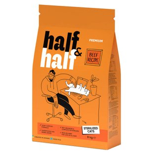 Сухий корм для котів Half&Half Sterilized 8 кг - яловичина - masterzoo.ua