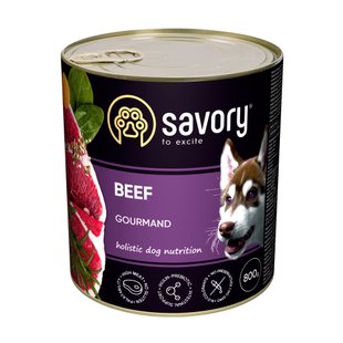 Вологий корм для дорослих собак Savory 800 г - яловичина - masterzoo.ua