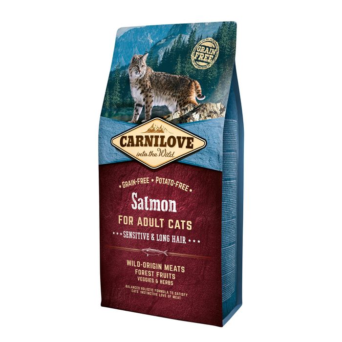 Сухий корм для котів з чутливим травленням Carnilove Cat Salmon - Sensitive & Long Hair 6 кг - лосось - masterzoo.ua