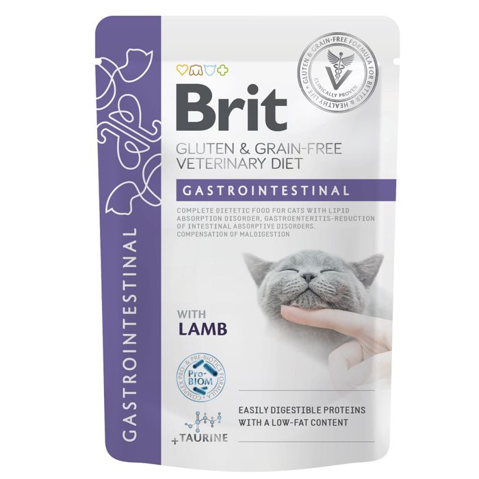 Вологий корм для котів Brit GF VetDiet Gastrointestinal pouch 85 г - ягня - masterzoo.ua