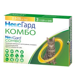 Краплі на холку Boehringer Ingelheim NexGard Combo Spot-ON L від 2,5 до 7,5 кг 3 піпетки - masterzoo.ua