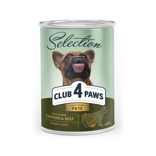 М'ясний паштет Преміум Cелекшн для дорослих собак CLUB 4 PAWS 400 г (курка та яловичина) - masterzoo.ua