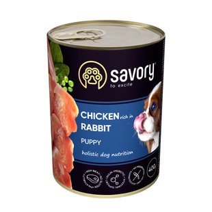 Вологий корм для цуценят Savory 400 г - курка і кролик - masterzoo.ua