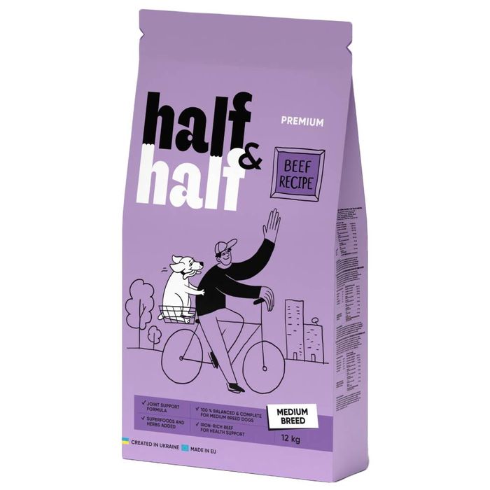 Сухий корм для собак Half&Half Medium Breed 12 кг - яловичина - masterzoo.ua